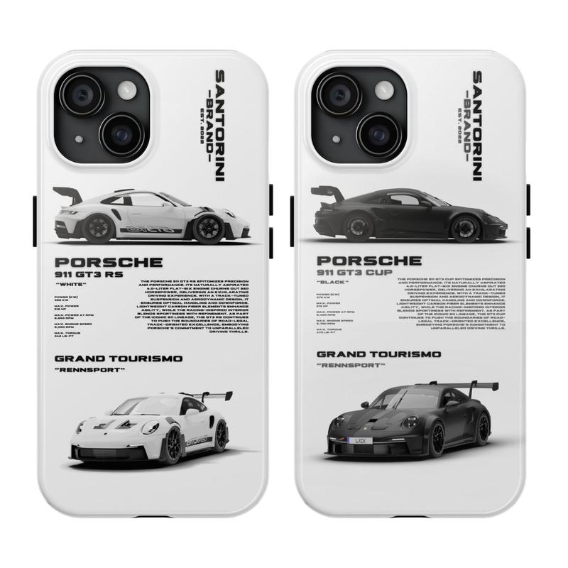 Porsche 911 GT3 RS Matching Phone Case for Couples| Black & White His & Hers Porsche Phone Cover for iPhone 16 Promax, Samsung, Pixel| Supercar Art, Car Enthusiast Gift for Automotive Supercar Lover