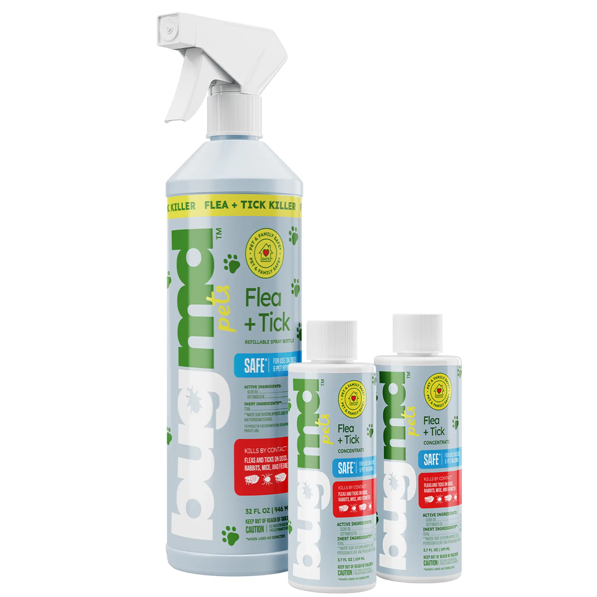 BugMD Flea and Tick Concentrate (3.7 oz, 2-Pack) – Natural Essential Oil Spray f...