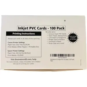 Inkjet PVC Cards (100 Pack) - 30 Mil - Inkjet Printable  Cards -  Ink Receptive Coating -  & Double Sed Printing - Works with Epson &  Inkjet Printers