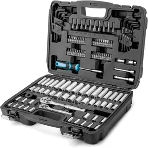121- Mechanics Tool Kits, Include SAE/Metric Sockets Set, 72- Drive Ratchet, 40-in-1  , and Hex  with Carrying Tool Box for Auto Repair