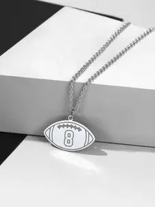 FaithHeart Ball Tag with Number Stainless Steel Football Pendant Necklace
