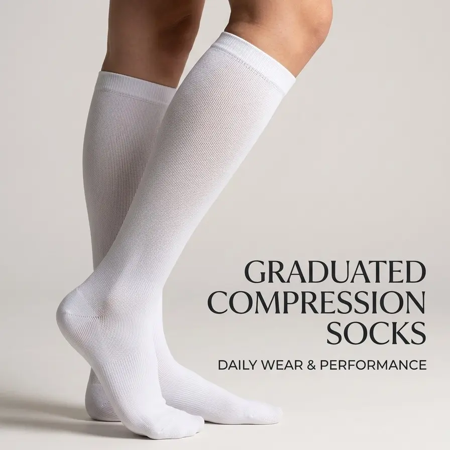 3 Pairs Graduated Compression Socks (15-20mmHg) - Sports Socks with Padded Cushion Bottom, Moisture-Wicking for Sports & Outdoor Activities