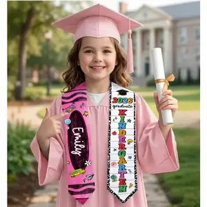 Custom Kids Graduation Stole 2026 | Personalized Name Sash 50x4 inch | Cute Kindergarten Grad Outfit Gift for Boys & Girls
