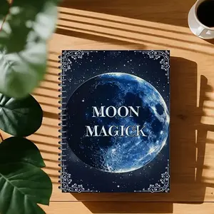 Moon Magic Journal & Lunar Phases Notebook - Guided Log for Tracking Moon Rituals, Wiccan Spells & Goddess Worship, 120+ Page Esoteric Diary for Spellwork, Manifestation & Spiritual Growth, Witchcraft Planner for New Moon to Full Moon Practices