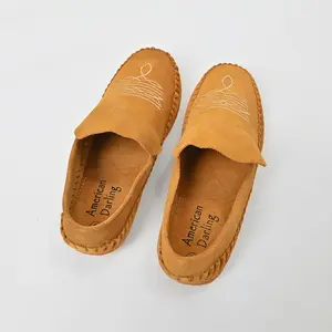 American Darling Handmade Suede Mule Shoes for Women Slip-On Closed Toe Casual Loafer Embroidered Comfortable Flat Footwear
