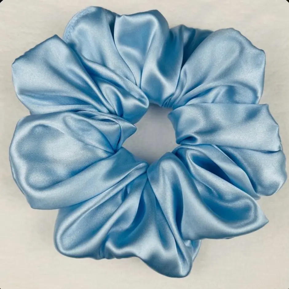 Light blue satin scrunchie