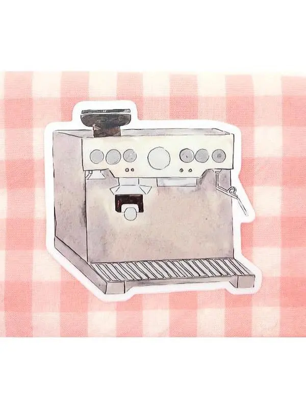 Espresso Coffee Machine Watercolor Die-Cut Sticker