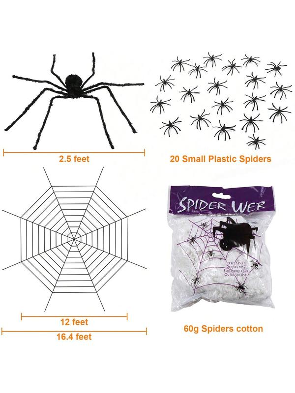 50" Giant Voice Control Toy - Realistic Hairy - Halloween Set With 12ft Web,Halloween Spiders Decorations 20 Pc Scary Fake For Halloween Decorations - Indoor And Outdoor