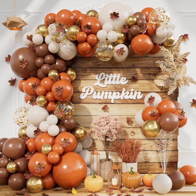 215pcs Fall Balloon Arch Kit with Burnt Orange Coffee Brown Sand White ...