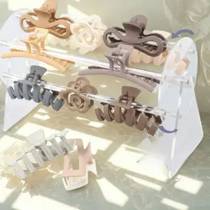 Clear Acrylic Hair Clip Organizer, 360° Rotating Claw Clip Holder Display Stand For Vanity Storage