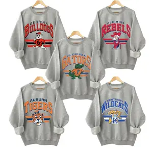 Custom Your Team Vintage Football Sweatshirt, Retro College Mascot Graphic Tee, Sport Grey Unisex Shirt, Game Day Campus Fan Top