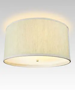Moderne Flush Mount Conversion Kit 14"w Textured Oatmeal Hardback Drum Lampshade