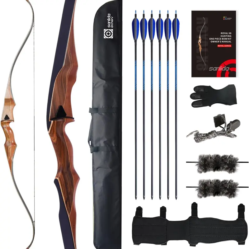 Sanlida Royal X8 Traditional One-Piece Recurve Bow Kit, 60'', RH
