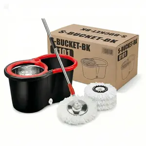 Spin Mop And Bucket With Wringer Set, 360° Mop And Bucket System With 3 Microfiber Mop Refills And 61" Extended Handle For Floor Cleaning