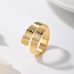 Stainless steel "With hardship comes ease" Ring Stainless steel Custom 18K Gold Plated Muslim Ring Arabic Jewelry Gift for Wife