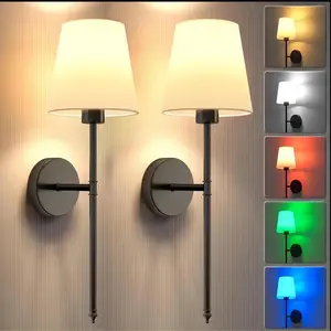 Remote Control Decorative Wall Light Set with Wireless RGB Magnetic Bulb, Bedroom Living Room Decor, 15 Colors, USB Charging, /