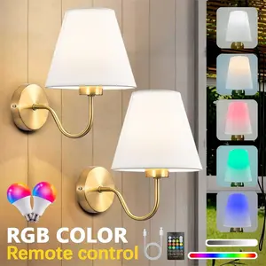 Decorative Wire- Free Wall Lamp, 2000mAh Capacity, Rechargeable RGB Bulb, With Remote Control, Wall Mounted For Bedroom, Living Room, Study, Office, Bar, Indoor Decorative Lighting Ambiance Lamps, Home Decor Light