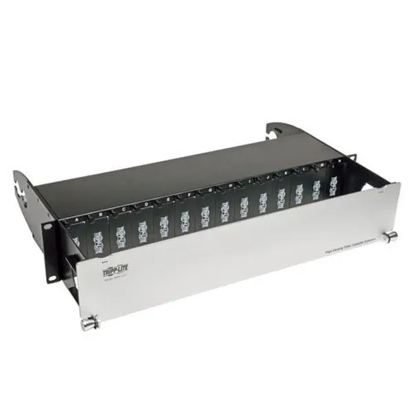 Tripp Lite N482-02U HD Rack Mount Fiber Enclosure Panel, 14-Port Steel Network Equipment Accessory for Cable Management