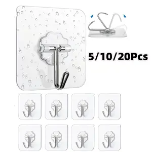 Transparent Nano Adhesive Hooks | Waterproof PVC Material | Heavy Duty Wall Hangers Without Drilling | For Kitchen Bathroom Bedroom | Spring Cleaning Organizer #AdhesiveHook #NoDrill #HomeStorage