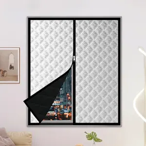 Winter Must-Have【1 Piece】Silver Windproof Thickened Curtain, Warmth Retention + Noise Reduction, Zipper Style & Drill-Free Installation, Suitable for Bedroom, Living Room & Balcony