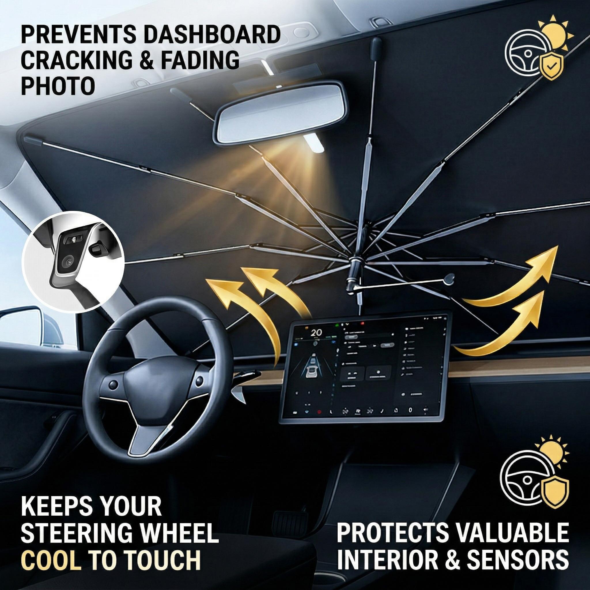 Car Windshield Sun Shade Umbrella 140x79cm Foldable UV Heat Protection with Curved Handle Fits Most Sedans SUVs Blocks 99% UV Rays Reduces Interior Temperature Car Windshield Sun Shade Umbrella 140x79cm Foldable UV Heat Protection with Curved Handle Fits Most Sedans SUVs Blocks 99% UV Rays Reduces Interior Temperature