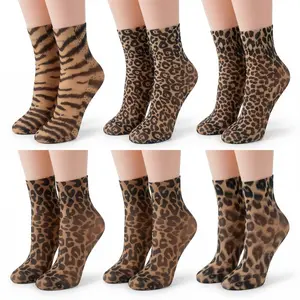 Summer 6 Pairs for Women Leopard Print Sheer Ankle Socks | Sexy See-Through Short Socks for Women | Y2K Fashion Footwear Everyday spring