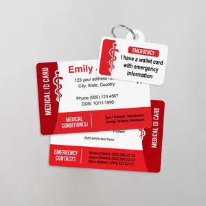 Custom Medical Emergency Safety ID Wallet or Lanyard Card for Men and Women