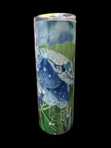 Blue Hydrangea Blooms Original Art Tumbler