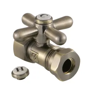 Kingston Brass CC44153X Quarter Turn Valves (1/2"FIPx1/2" & 7/16" OD Slip Joint) Antique Brass
