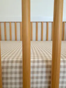Stretch Crib Sheet - Tan Gingham