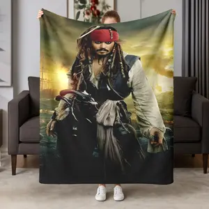 Caribbean Pirates Jack Sparrow Print Blanket, Warm Soft Comfortable, Home Decor, Sofa Bed Cover, Fantasy Adventure Elements