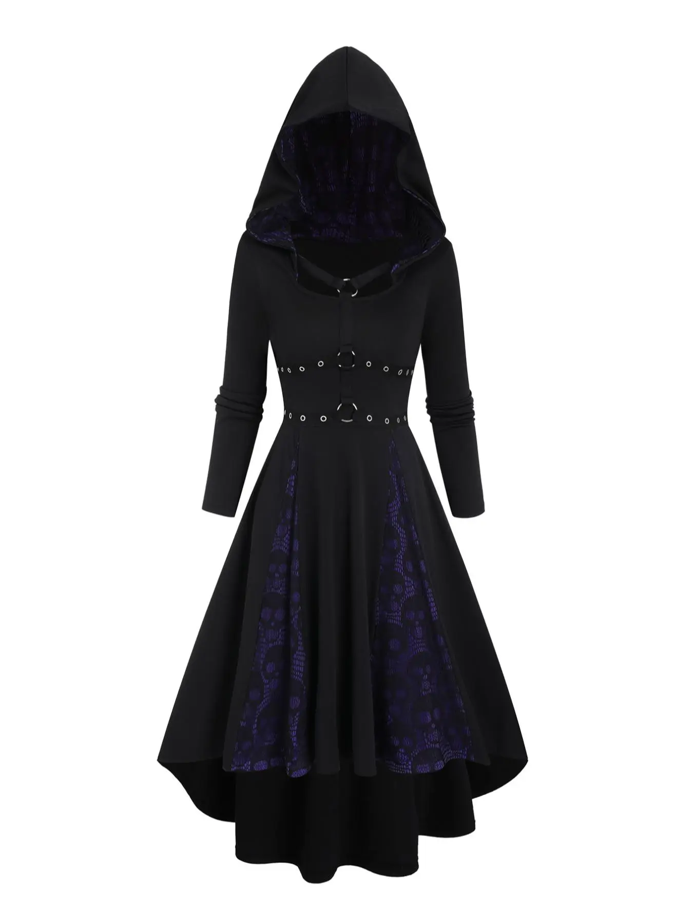 Women's Skull Print O-ring Decor High Low Hem Hooded Dress, Casual Long  Sleeve A Line Dress for Fall & Winter, Women's Clothing for Daily Wear,  Womenswear - TikTok Shop