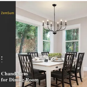 Farmhouse Lighting Candle Rustic Pendant Chandelier 6 Light Fixture