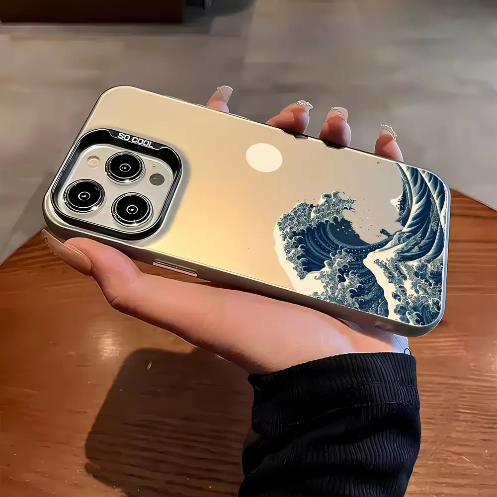 The Great Wave Of Kanagawa Phone Case Case For For iPhone 16 15 14 13 12 11 Pro MAX 16 15 14 plus Matte Colorful Silver Hard Cove