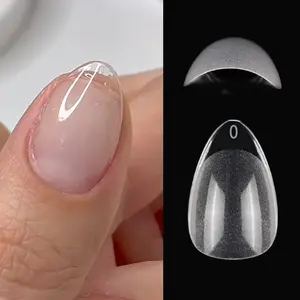US-NAIL - 120pcs XXS Super Short Almond Full Cover Sculpted Soft Gel Nail Tips Press on Fake Nails Tailor-made for Short Small Nail Beds