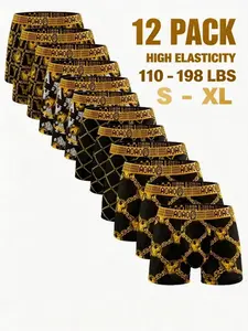 Men's Gold Chain Print Briefs, High Stretch Breathable Plus Size Underwear, Casual Fitted Boyshorts for All Seasons