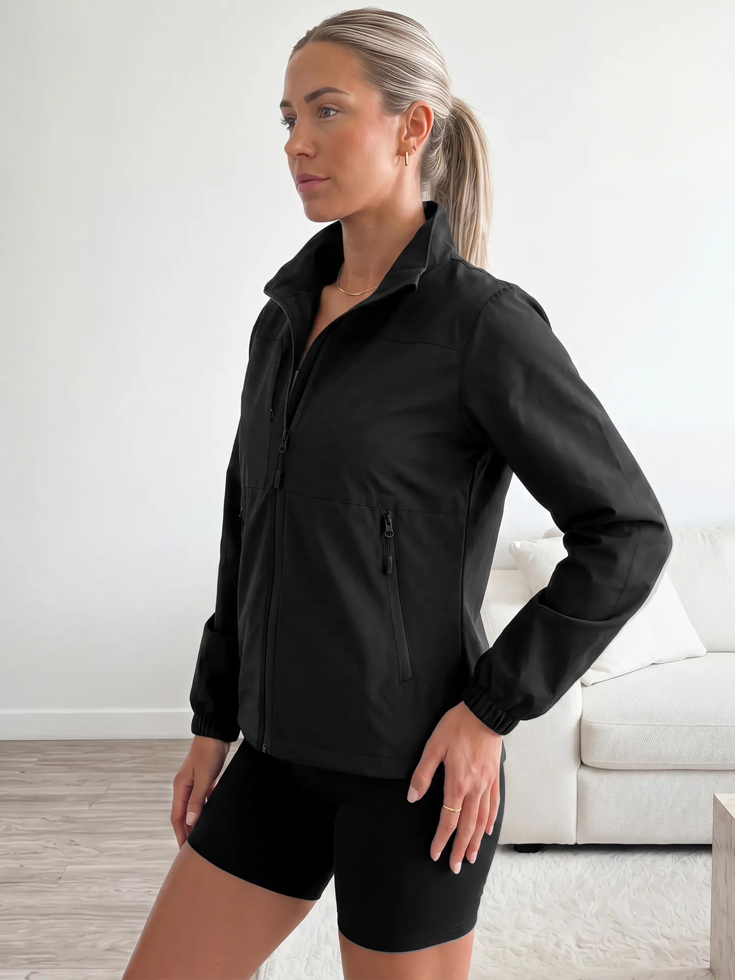 INSPIRE CHIC Women's Rain Jacket Lightweight Stand Up Collar Jackets Cycling Hiking Running Outdoor Waterproof Windbreaker Raincoat