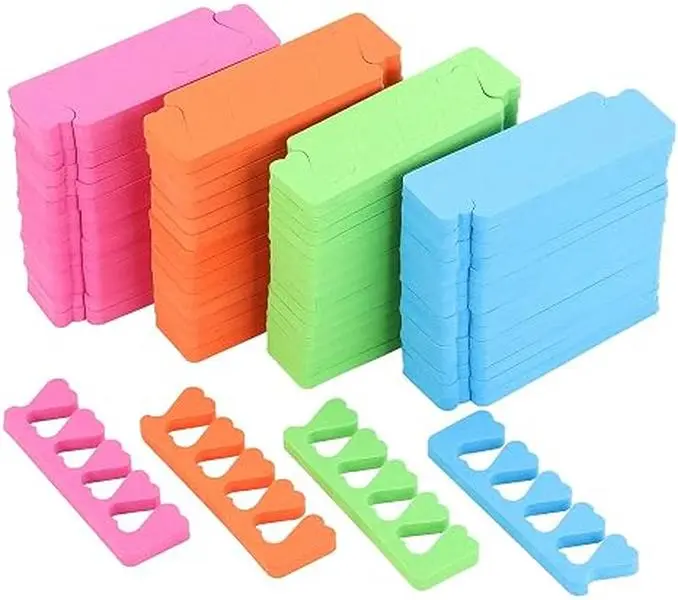 120pcs Soft Sponge Toe Separators Set - Cushions Toes, Reusable Pedicure Tool Kits with 4 Fun Colors for Nail Polish, Nail Art
