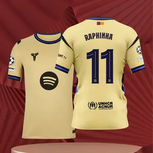 11# Raphinha 25 26 Away Yellow Short Sleeve Soccer Jersey Fans Version