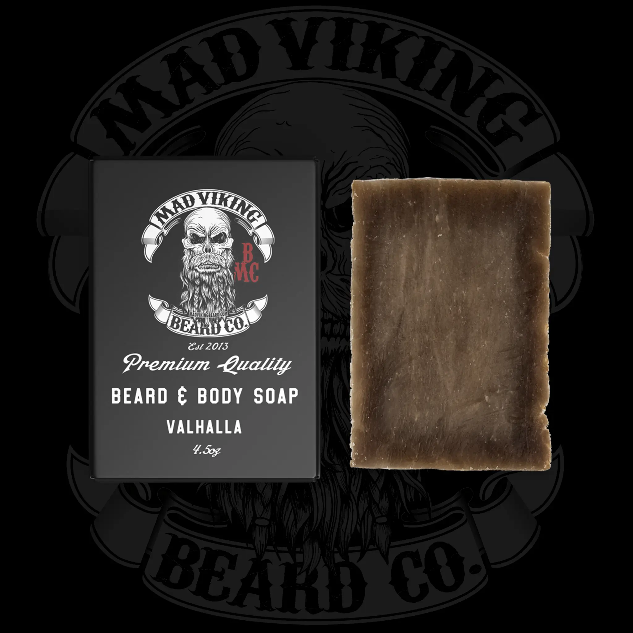 Mad Viking Valhalla Beard & Body Soap 4.5oz - Premium Quality All Natural Handcrafted Soap with Sandalwood & Vanilla Scent for Beard & Body Care