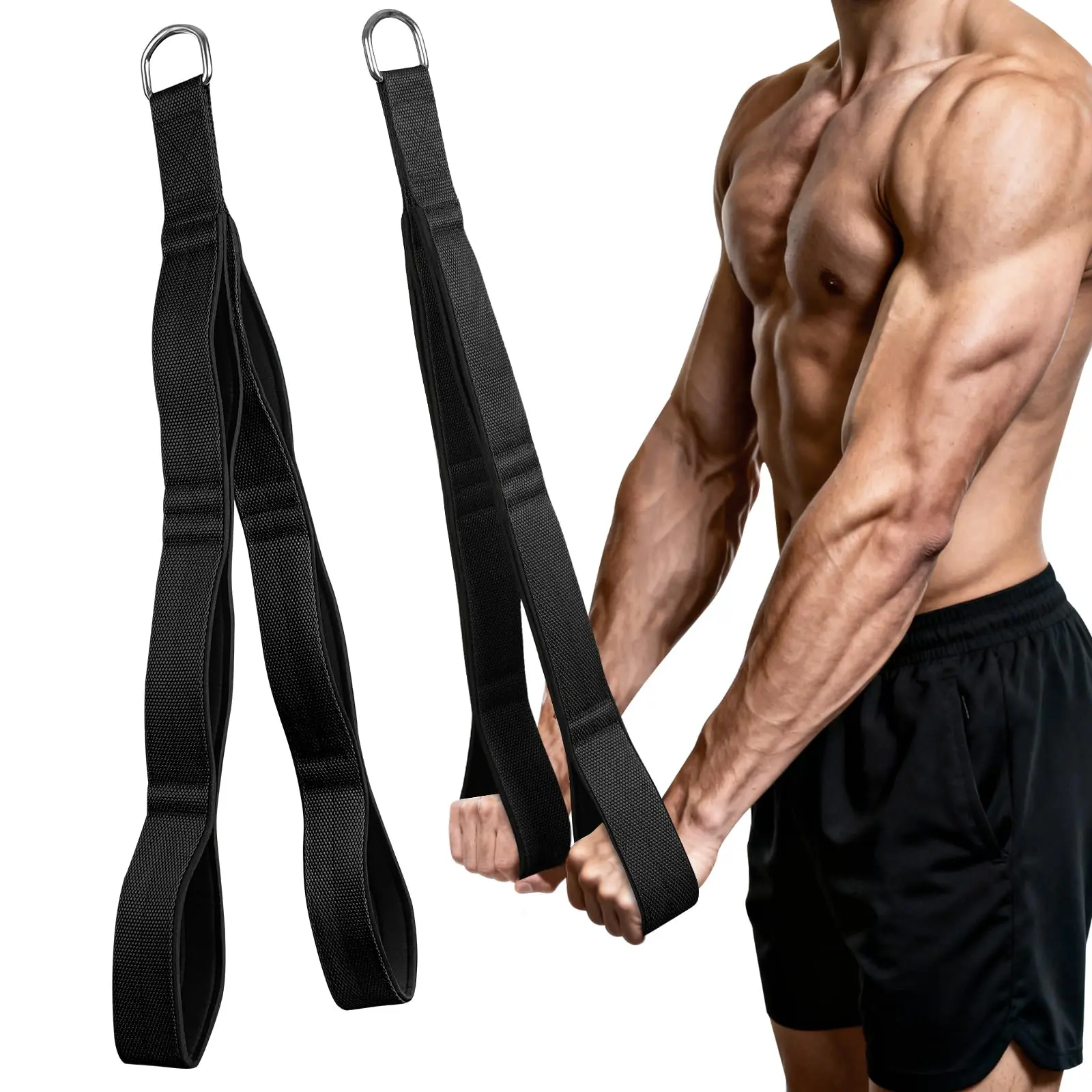 Tricep Rope Cable Attachment with Carry Bag Heavy Duty Nylon Braided Rope for Triceps Pushdowns Face Pulls Arm Strength Training Home Gym Equipment