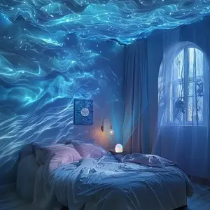 USB Powered Aurora Projector Night Light, Portable Projector Lamp with Remote Control, Starry Sky LED Lamp, Bedroom Living Room Party Birthday Gift, Audio, LED Lights