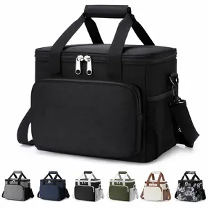 Medium Lunch Bag, Insulated Lunch Box, Soft Cooler Cooling Tote for Adult Men Women, Black 12-Can (9L)