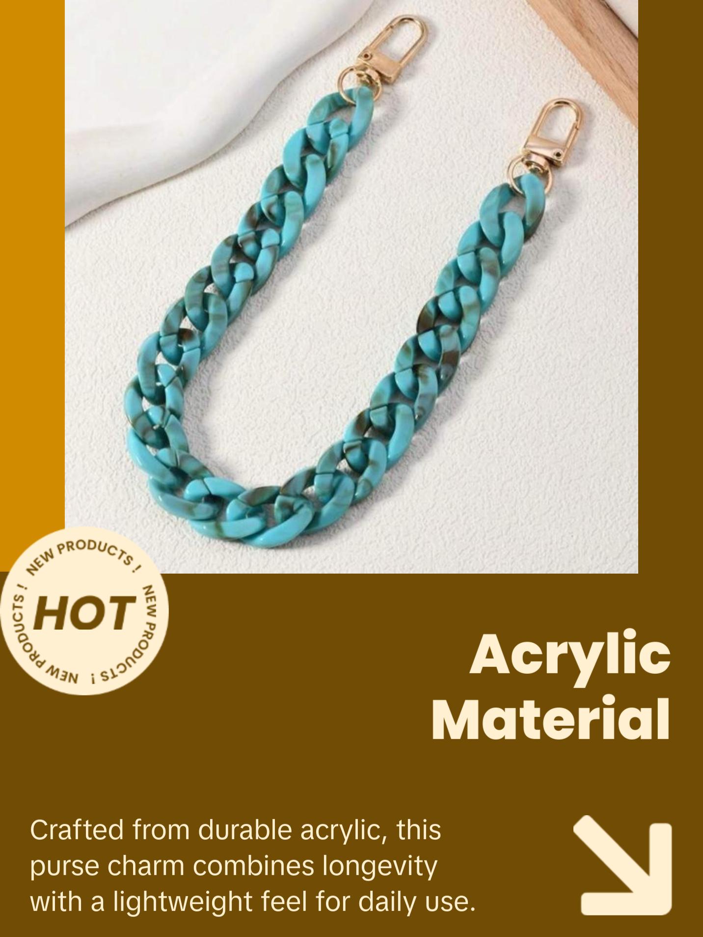 Tortoise Shell Acrylic Purse Chain Purse Charm - Elegant Design with Gold Clasp and Unique Shell Pattern