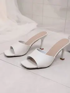 Fashion Square Toe High Heel Sandals Women's Single Shoe, Commuter Party Two-Wear, Simple Elegant All-Season Women's Shoes, Elegant Minimalist Sandals