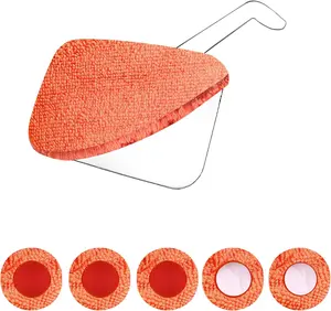 INDELL 5 Pack Microfiber Pads  Replacement Heads Cover for indell Windshield Cleaner Tools. Washable &  Square Pads (Orange). Fits Window Reach Tool - Handle Not Included