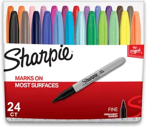 Sharpie Permanent Markers, Fine Point, Assorted Colors, 24 Count SANFORD