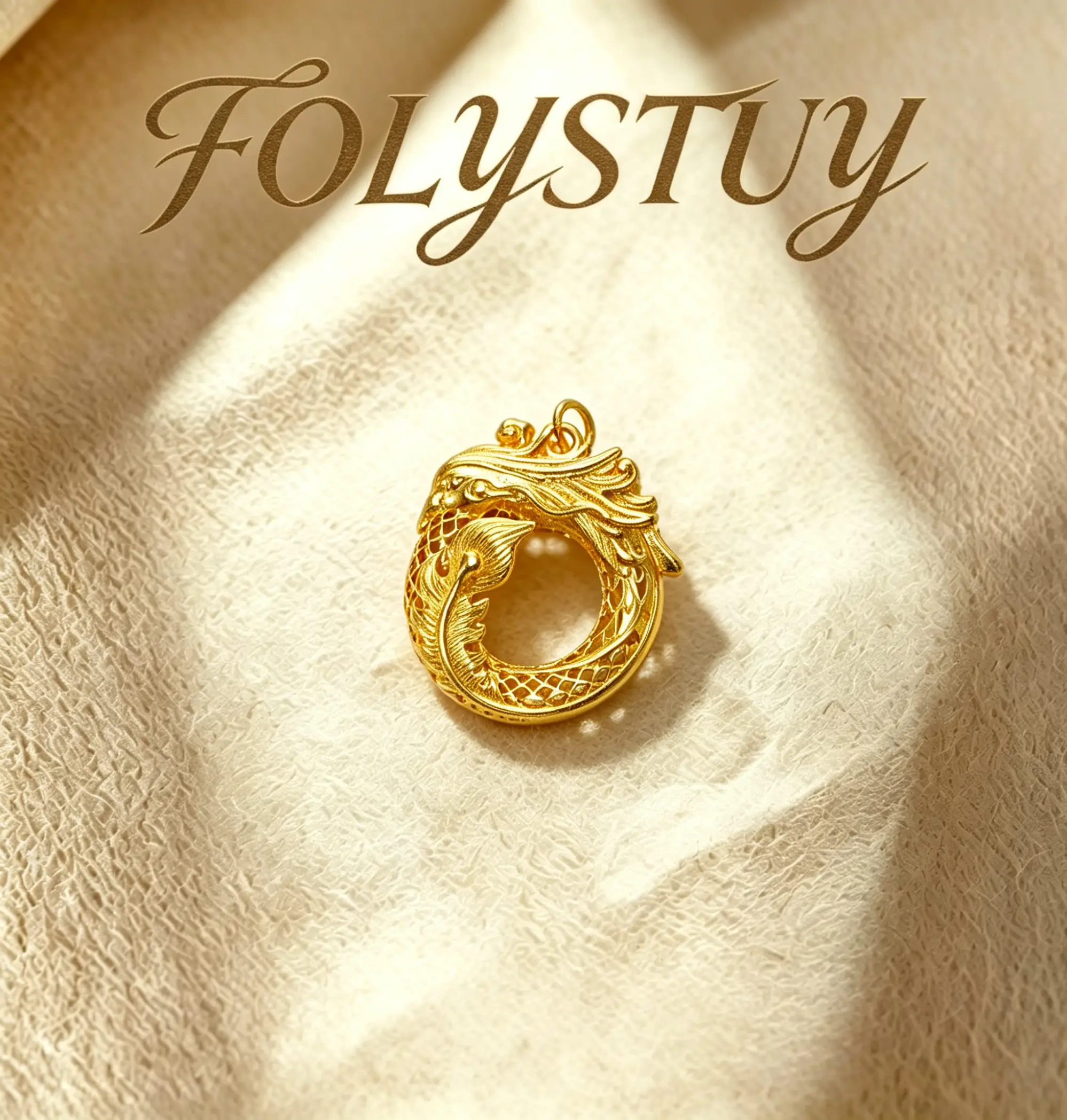 [27.5mm with 32mm Phoenix Pendant]【FOLYSTUY (YNK15)】Round Phoenix Pendant with Intricate Design, Unisex, Elegant Animal Design