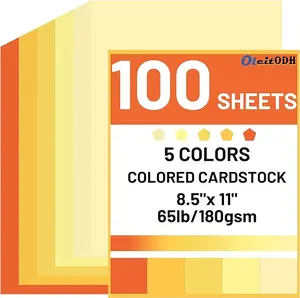 100 Sheets 8.5'' x 11'' Yellow Colored Cardstock, 5 Assorted Yellow Tone Colors Card Stock Paper 180GSM/65lb Perfect for Card Making DIY Greeting Cards Scrapbook Printing Invitation Arts and Crafts