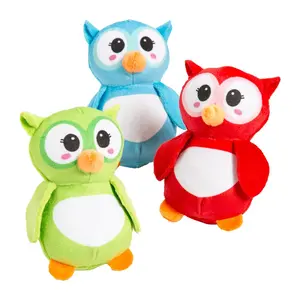 Oriental Trading Company 4.5in Embroidered Green-Red-Blue Cuddly Soft Adorable Stuffed Owls - 12-Pc Stuffed Animals for Classroom (Toys & Hobbies Classic Novelty Action & Toy Figures)